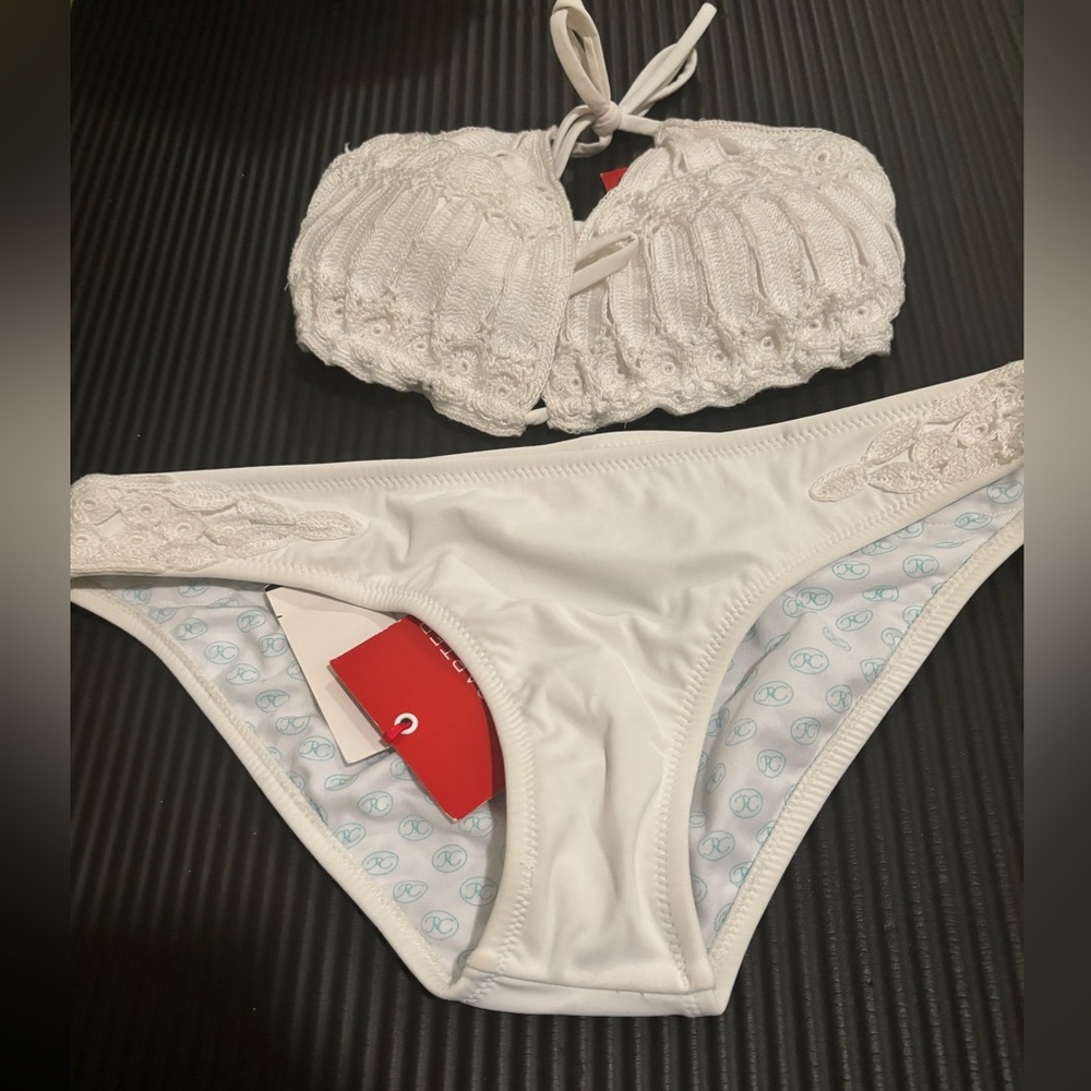 NWT Red Carter White Bikini Set, Sz M